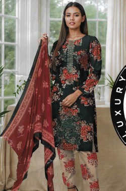 Printed Sequence Lawn Suit 3 Piece