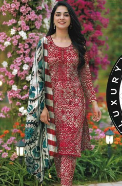 Printed Sequence Lawn Suit 3 Piece