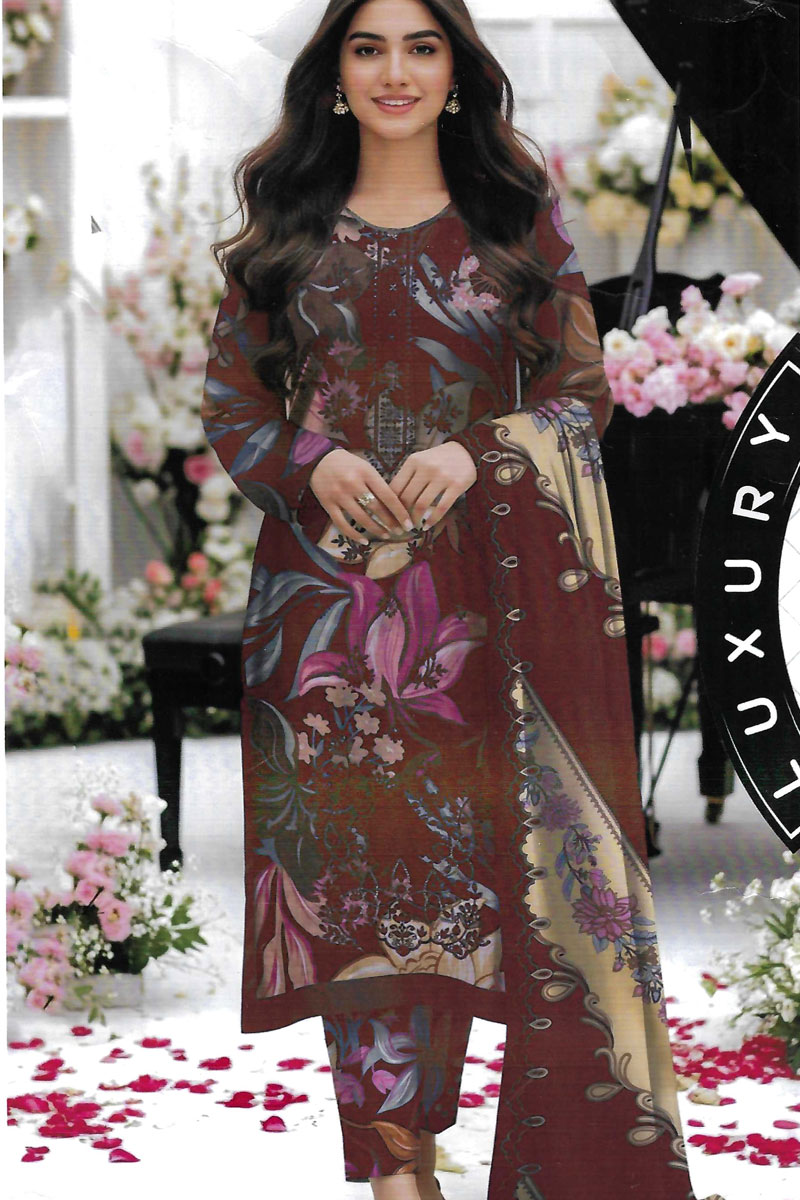 Printed Sequence Lawn Suit 3 Piece