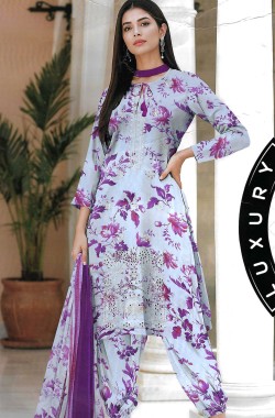 Printed Sequence Lawn Suit 3 Piece