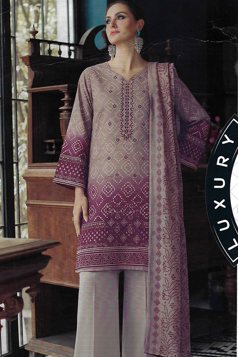 Printed Sequence Lawn Suit 3 Piece