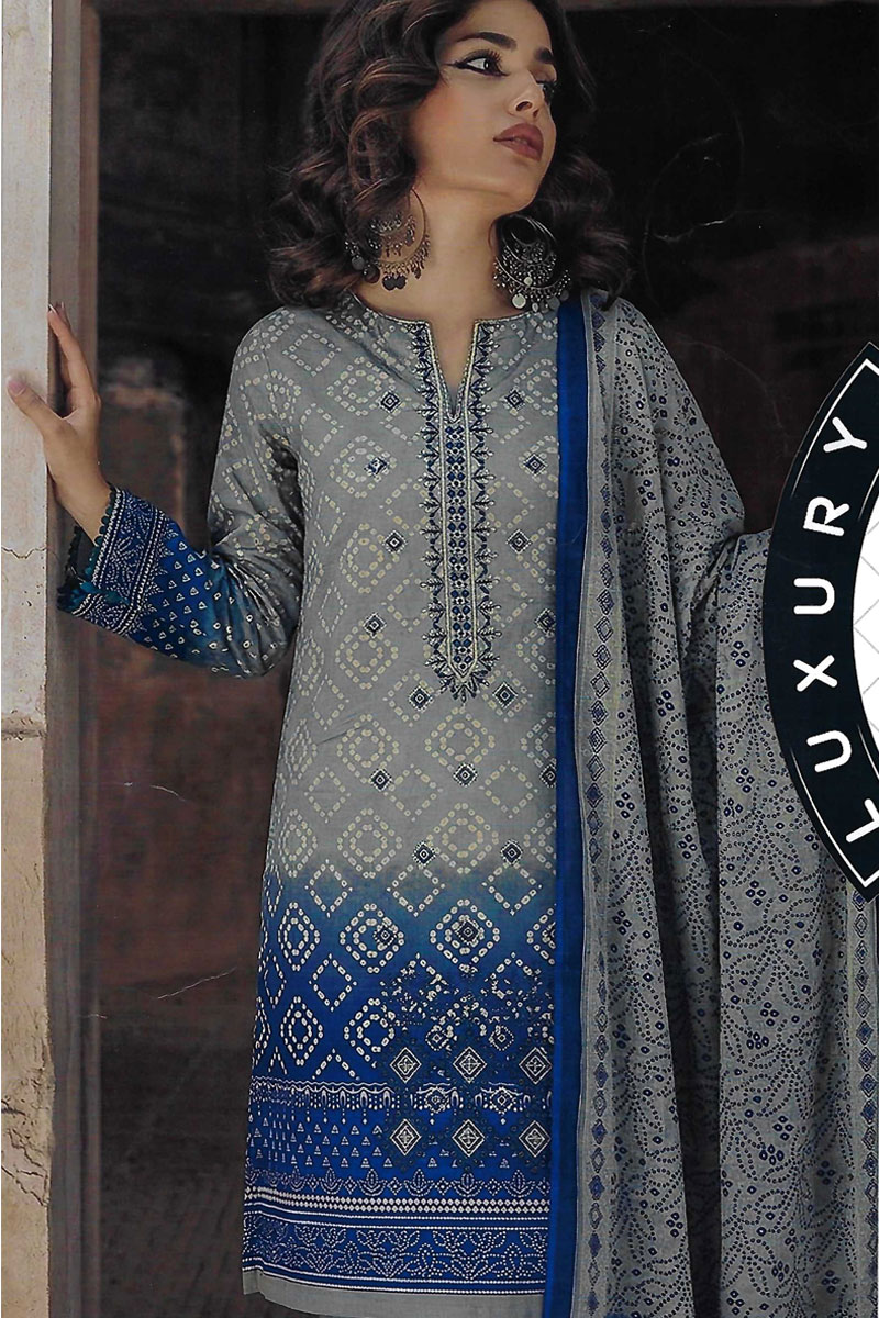Printed Sequence Lawn Suit 3 Piece