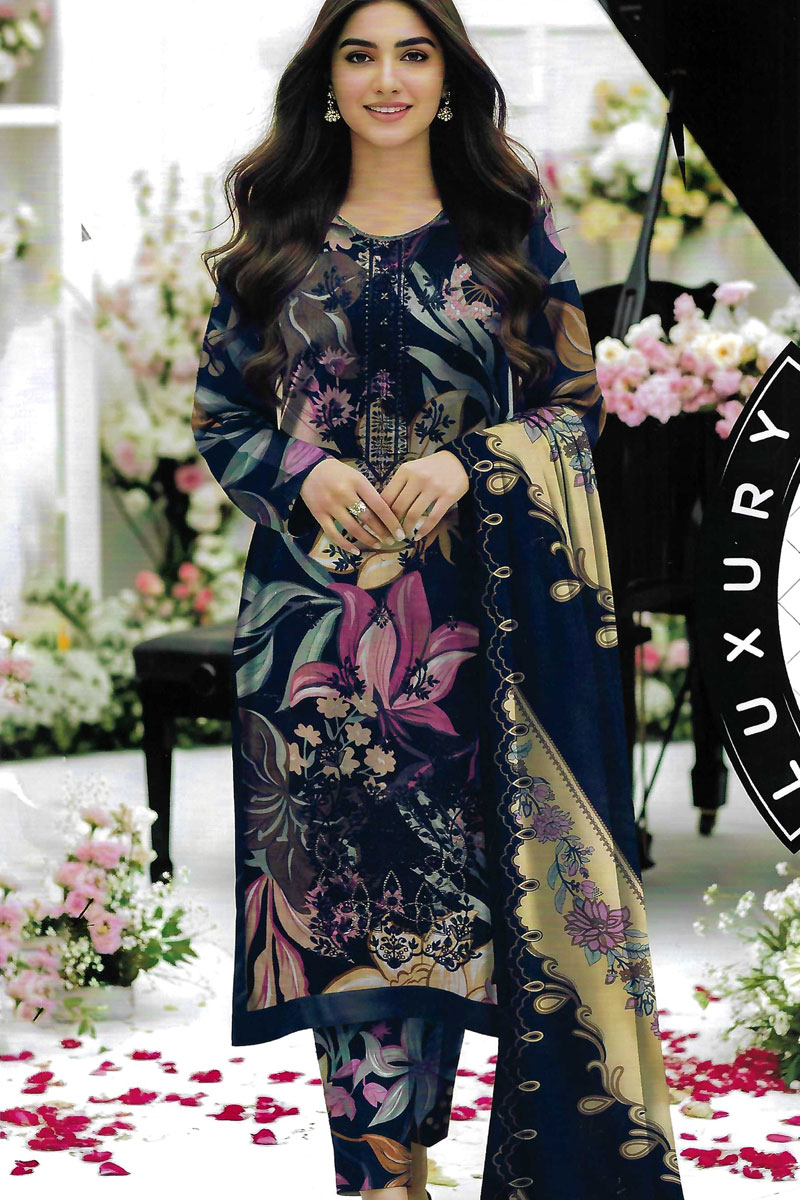 Printed Sequence Lawn Suit 3 Piece