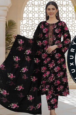 Printed Sequence Lawn Suit 3 Piece