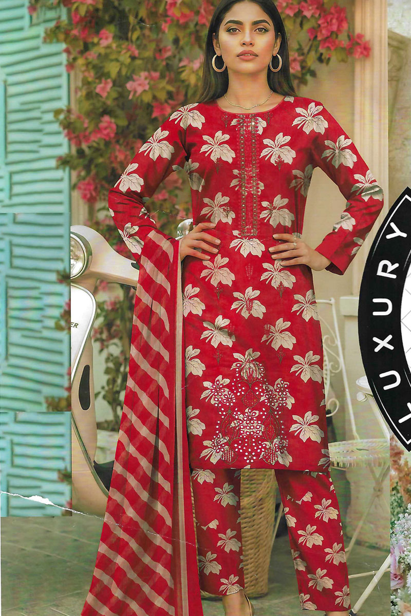 Printed Sequence Lawn Suit 3 Piece