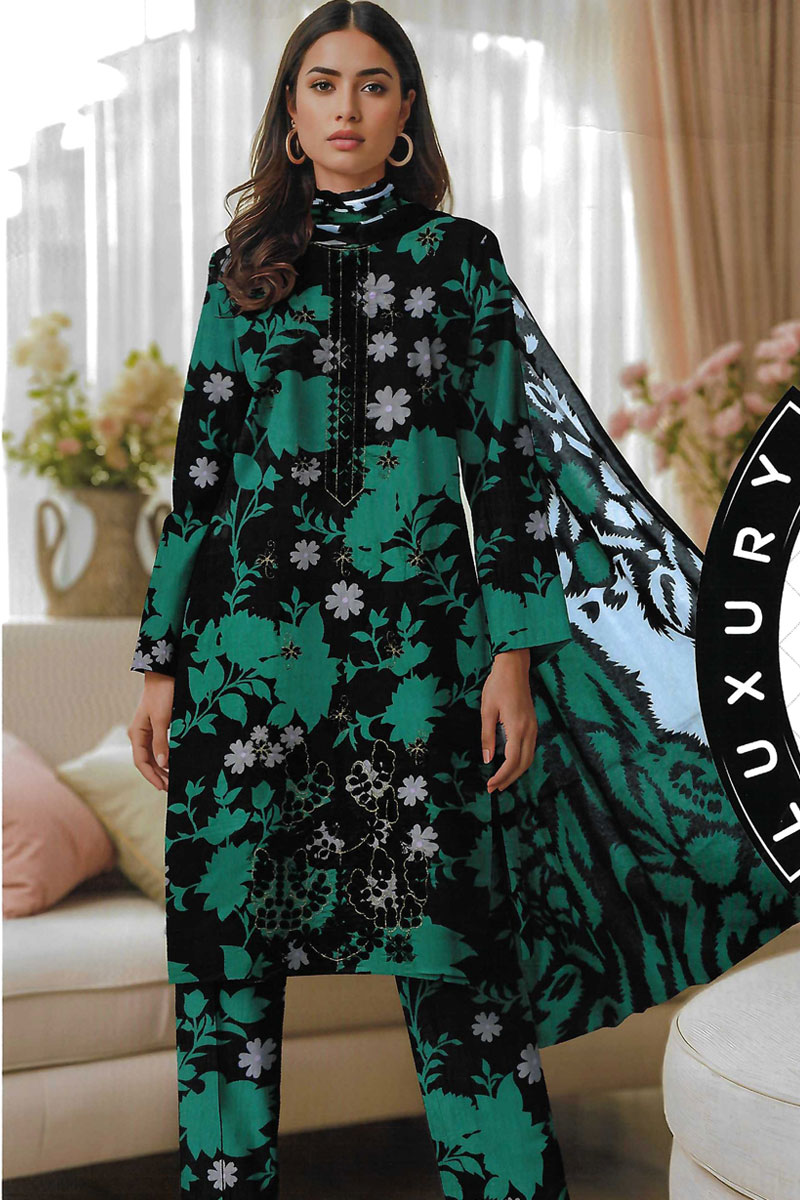 Printed Sequence Lawn Suit 3 Piece