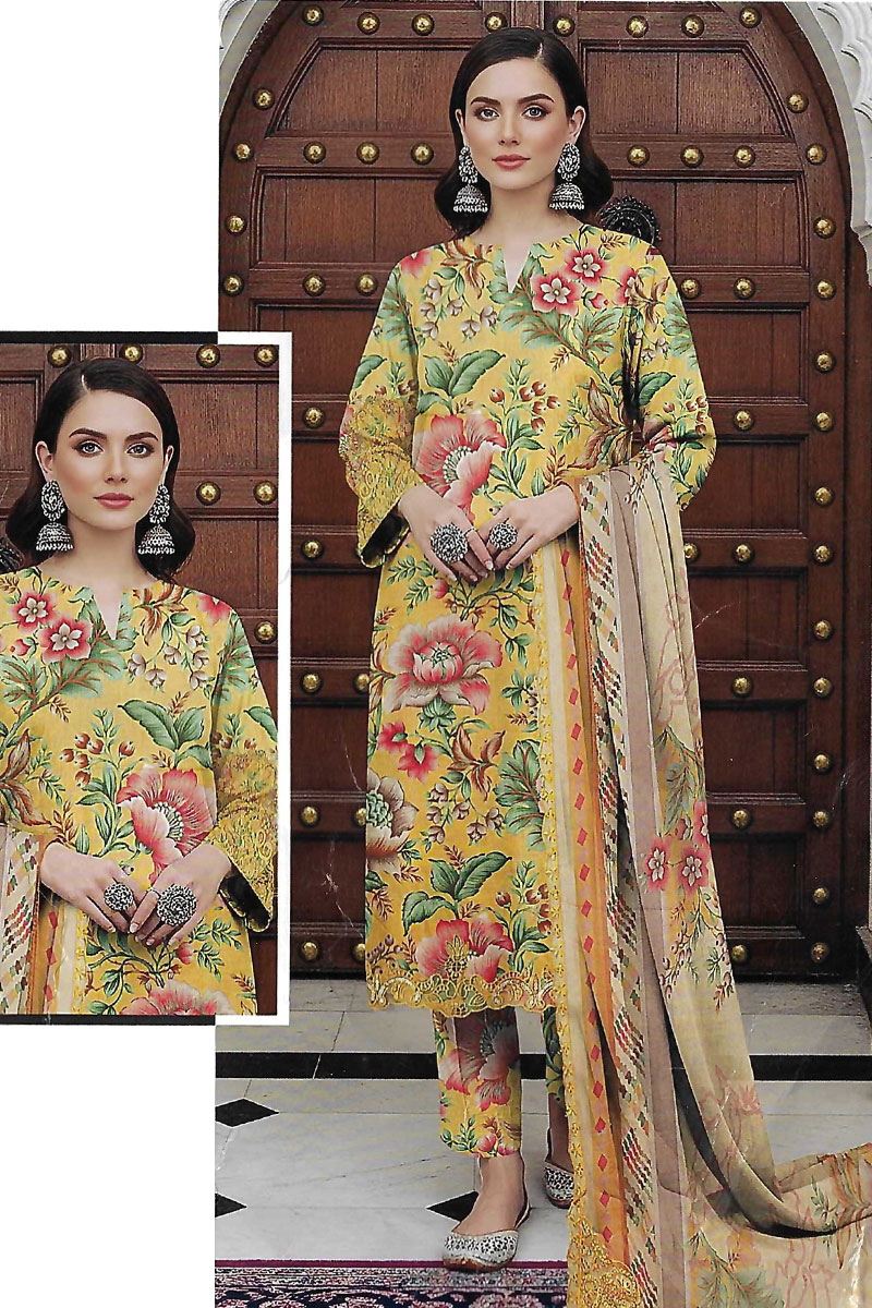 Printed Sequence Lawn Suit 3 Piece