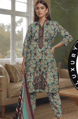 Printed Sequence Lawn Suit 3 Piece