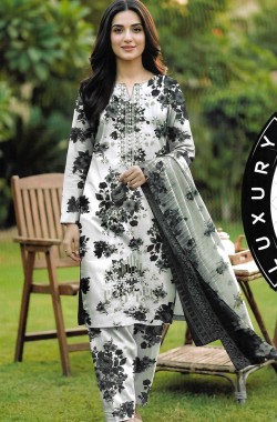 Printed Sequence Lawn Suit 3 Piece