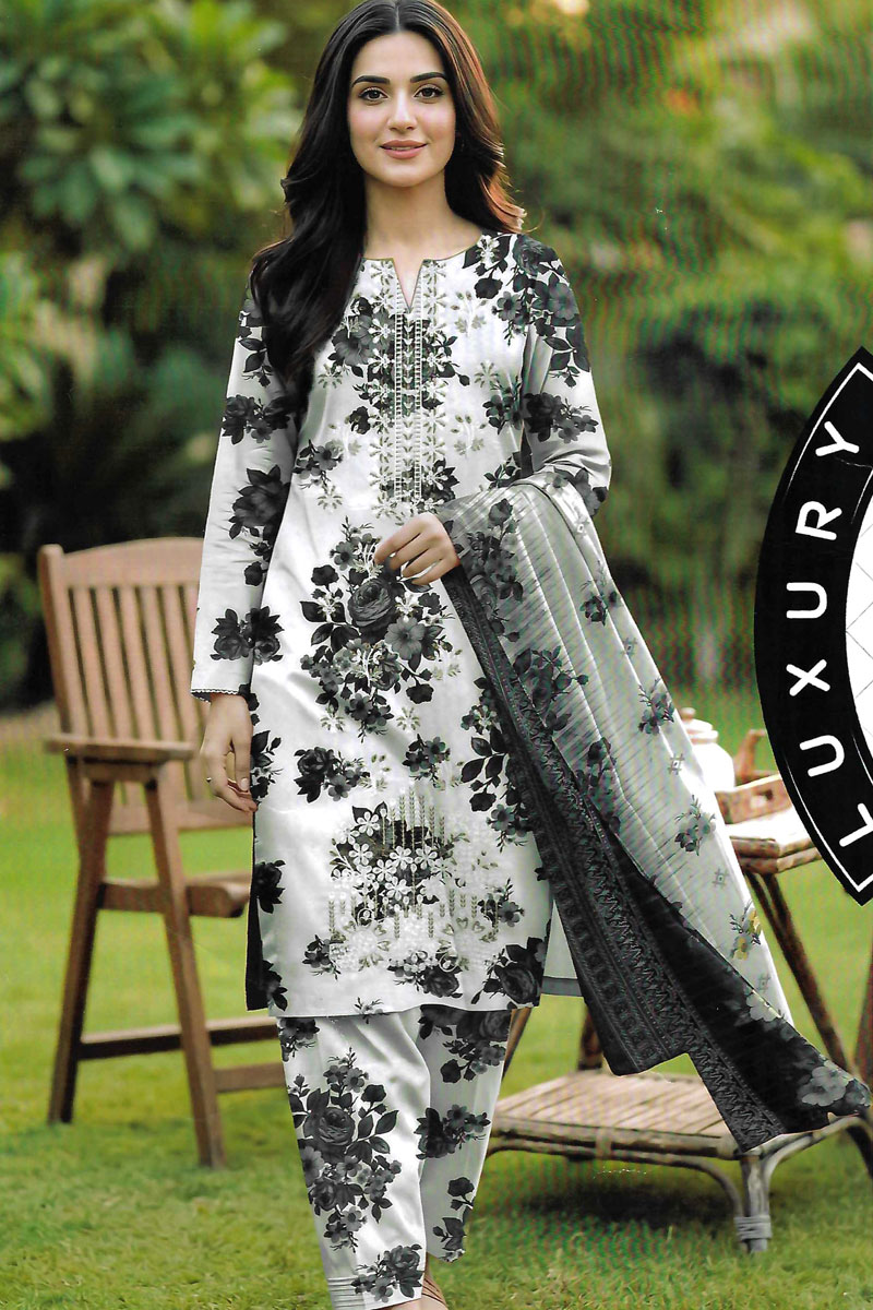 Printed Sequence Lawn Suit 3 Piece
