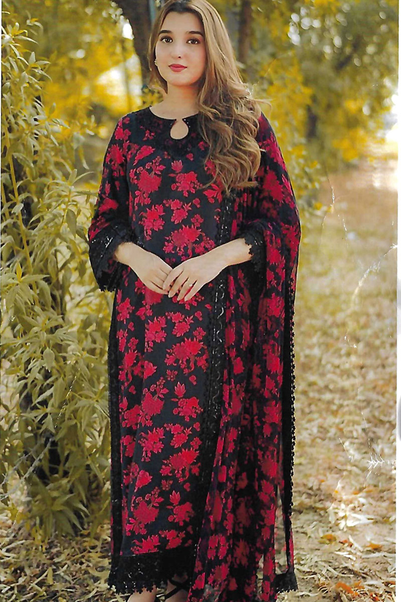 Printed Sequence Lawn Suit 3 Piece