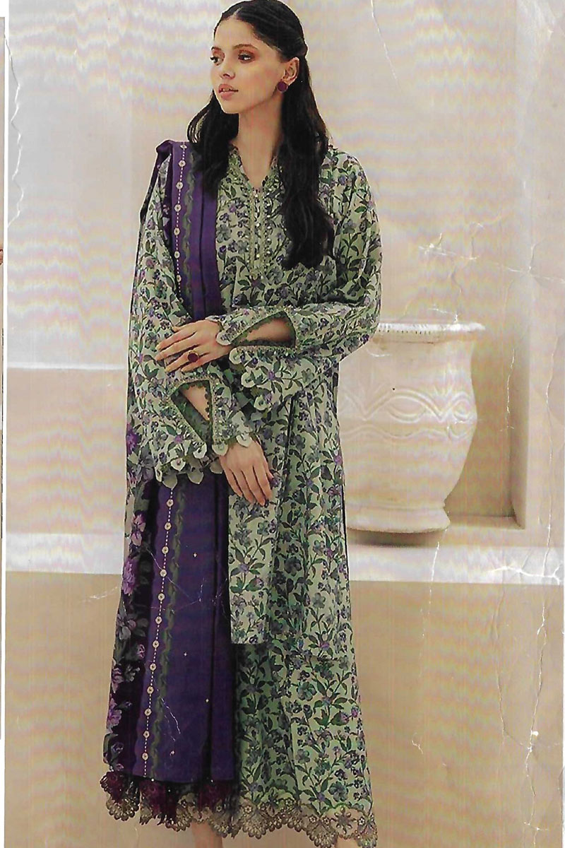 Printed Sequence Lawn Suit 3 Piece