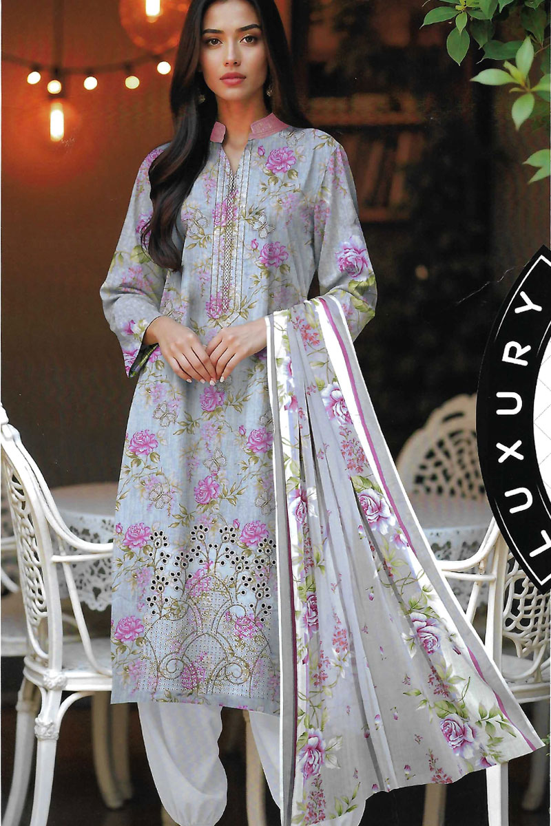 Printed Sequence Lawn Suit 3 Piece