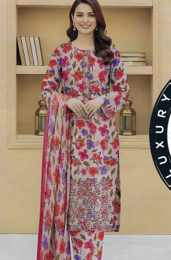 Printed Sequence Lawn Suit 3 Piece