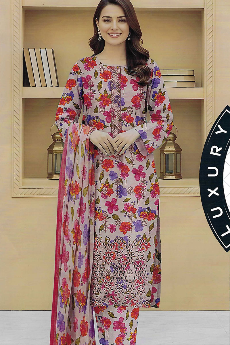Printed Sequence Lawn Suit 3 Piece