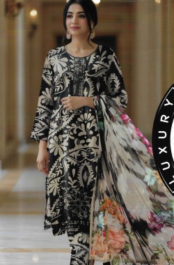 Printed Sequence Lawn Suit 3 Piece