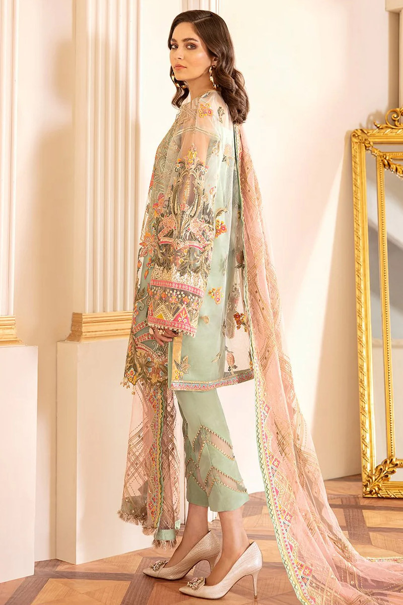 Baroque Green Soft Net Embroidery Formal Collection 3pc