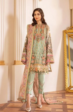 Baroque Green Soft Net Embroidery Formal Collection 3pc