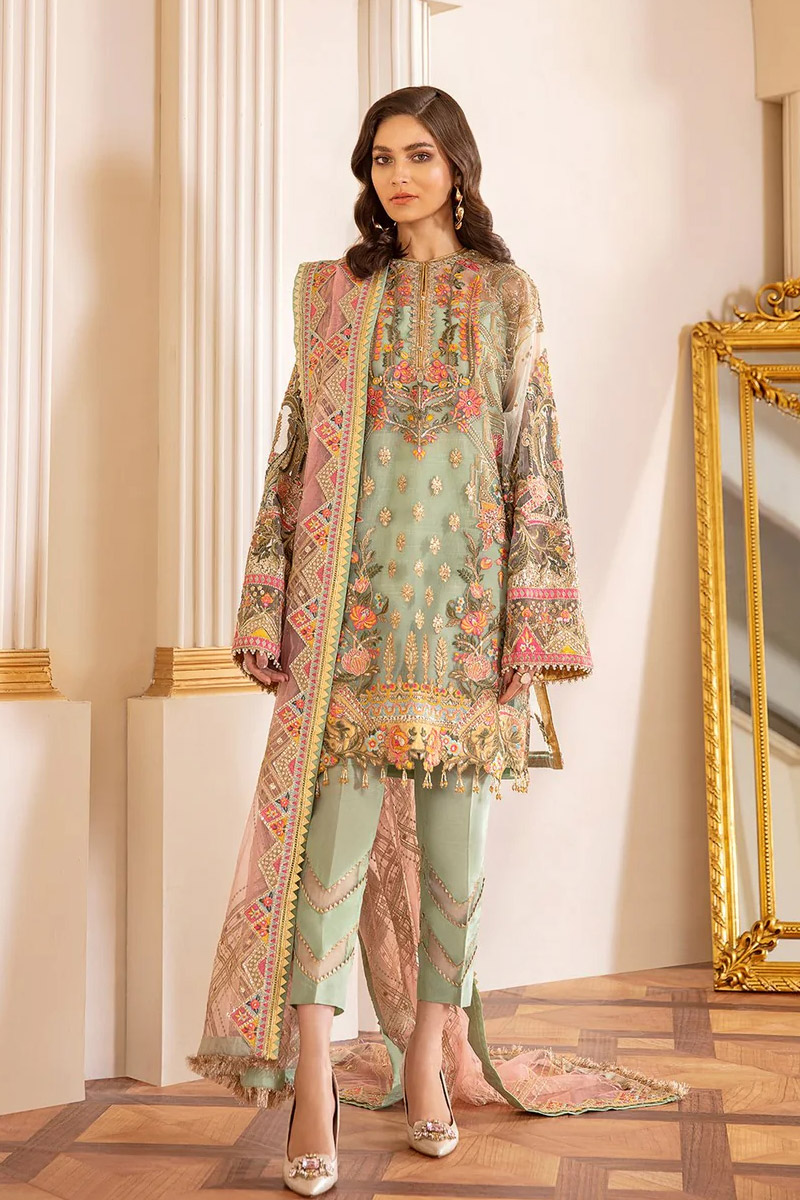 Baroque Green Soft Net Embroidery Formal Collection 3pc