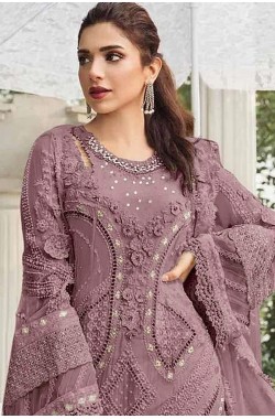 Badami Embroidered Georgette Semi-Stitched Suit
