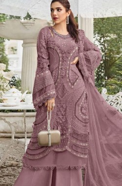 Badami Embroidered Georgette Semi-Stitched Suit