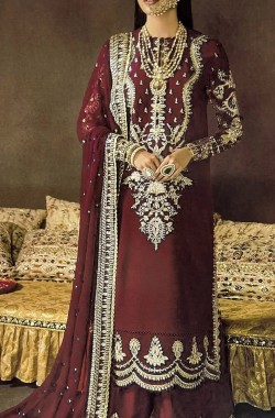 Embroidered Velvet 3 Pieces Suit