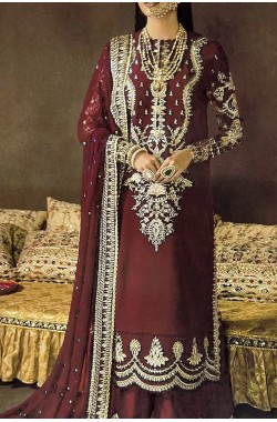 Embroidered Velvet 3 Pieces Suit