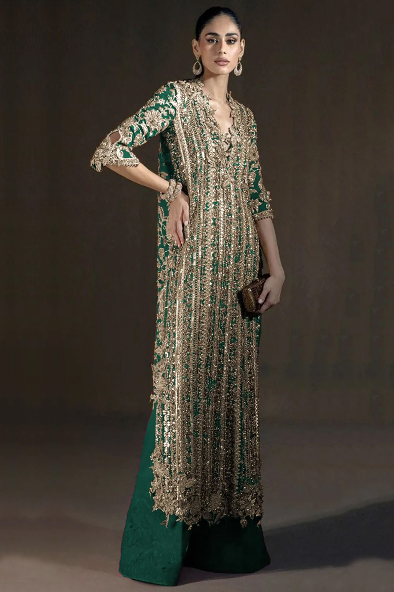Wedding Couture Luxury Hand Made Raw Silk Embroidery Suit